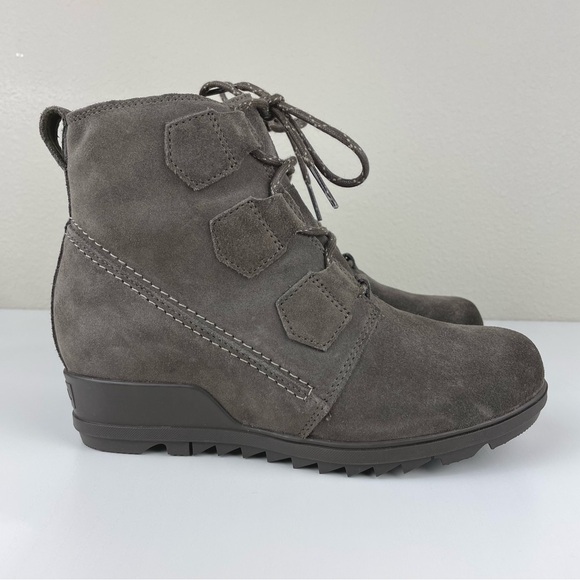 Sorel Women's 9 Evie Lace Major Boot Grey Suede Wedge Heel Weatherproof Gorpcore - Picture 3 of 16